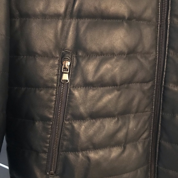 Saks Fifth Ave Leather Puffer - Picture 6 of 10